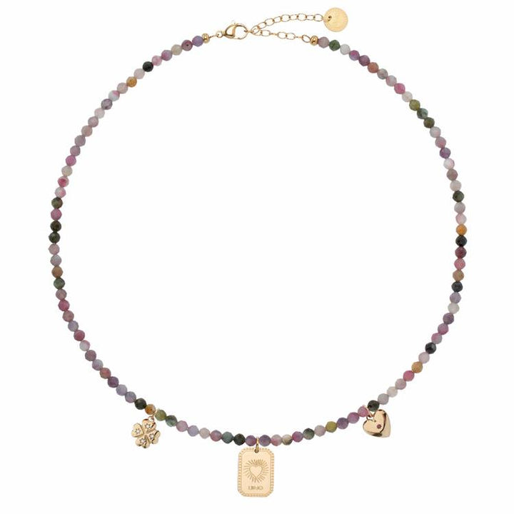 Collana Donna Liujo Acciaio Perline Colorate Charm LJ3156