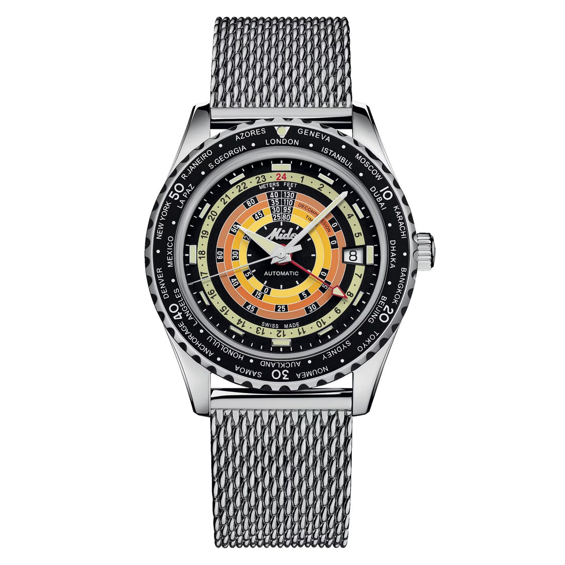 Orologio Uomo Mido Automatico GMT Ocean Star Decompression Data Nero M0268291705100