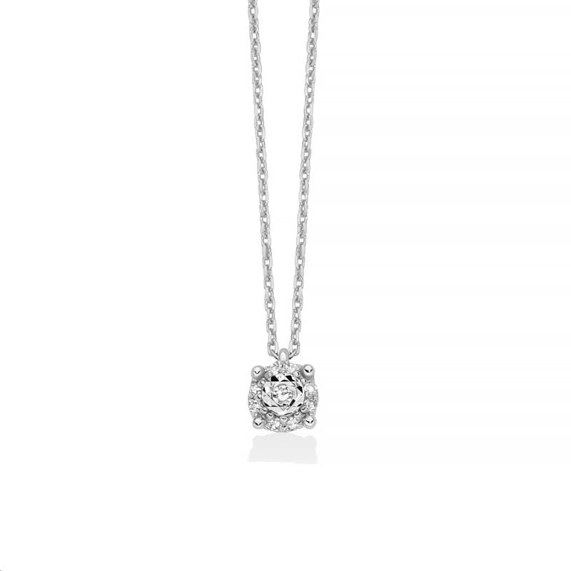 Collana Donna Miluna Oro Bianco 9 Kt Punto Luce Diamanti Bianchi CLD5312X