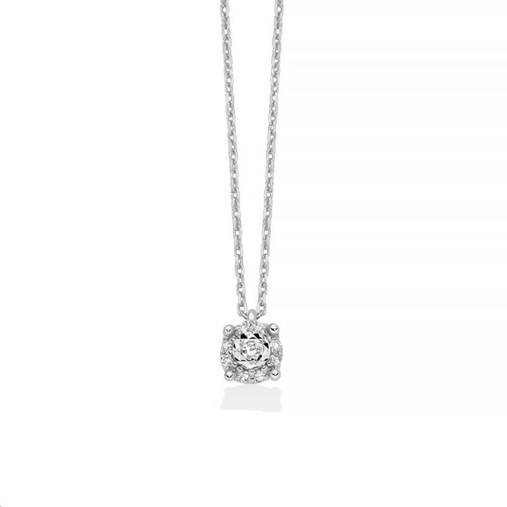 Collana Donna Miluna Oro Bianco 9 Kt Punto Luce Diamanti Bianchi CLD5312X