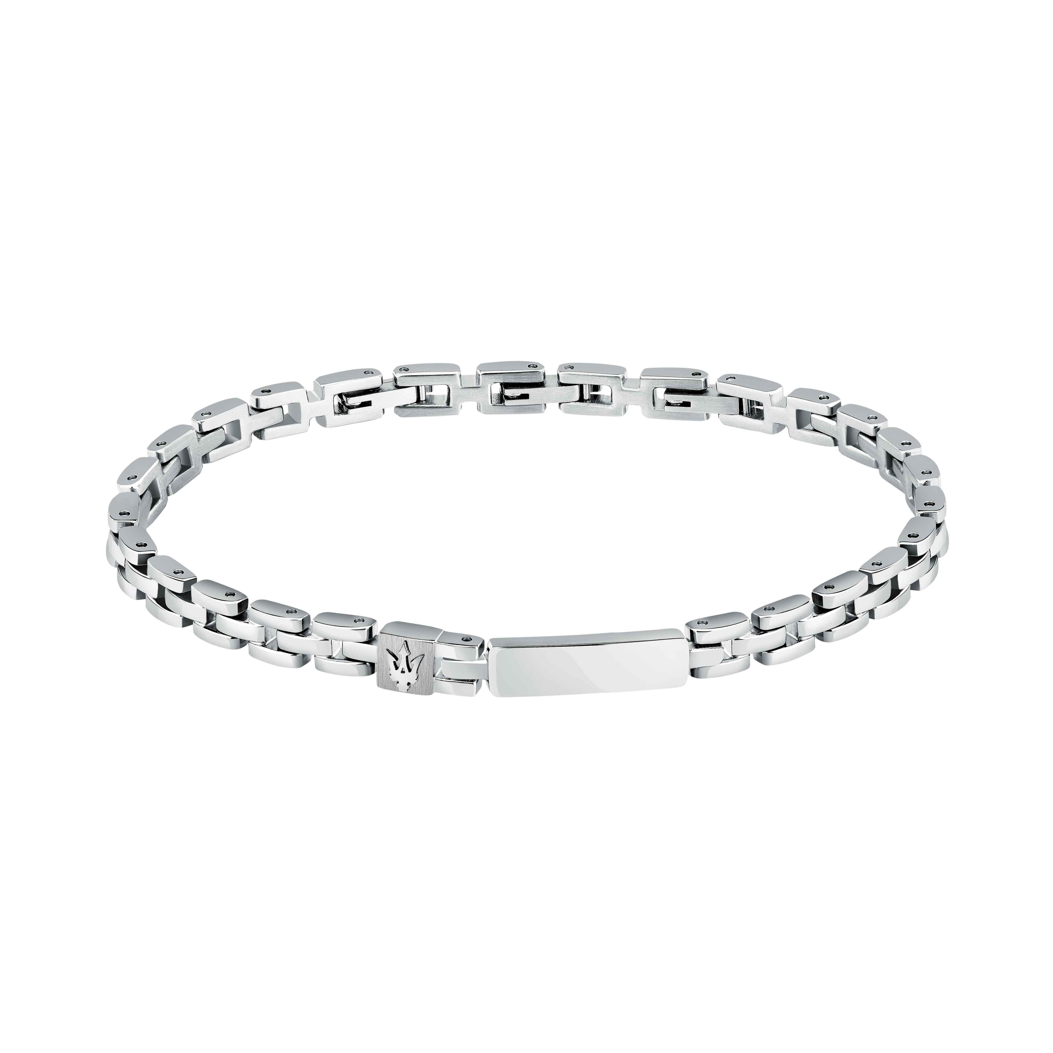 Bracciale Uomo Maserati Acciaio Targhetta Personalizzabile Logo Tridente JM324AVD57