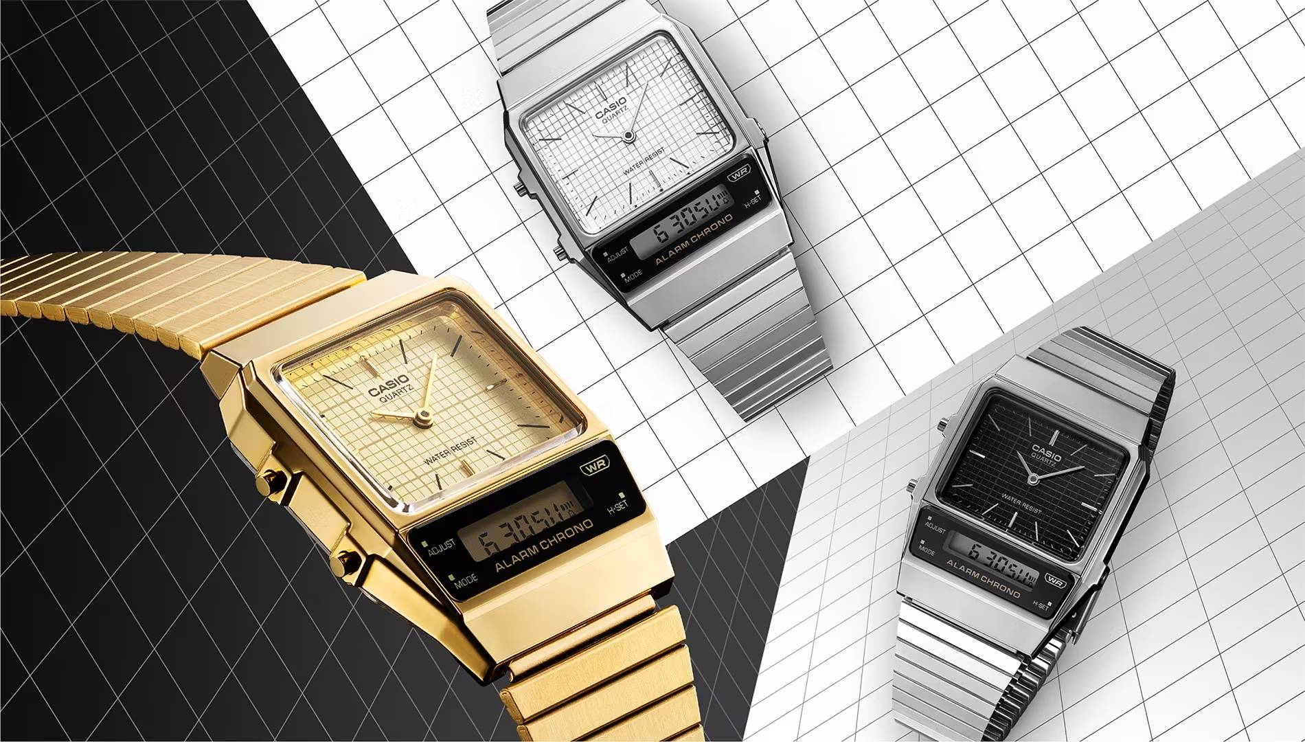 Orologio Unisex Casio Vintage Acciaio Quarzo Analogico Digitale Bianco AQ-800E-7AEF