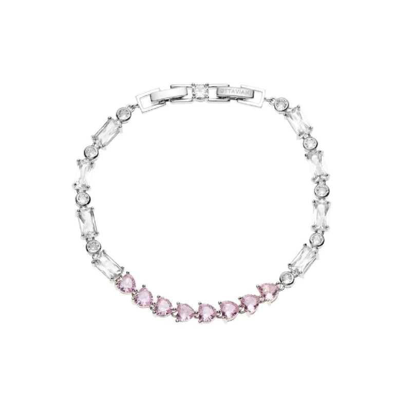 Bracciale Donna Ottaviani Zirconi Bianchi Rosa Cuore 501223B