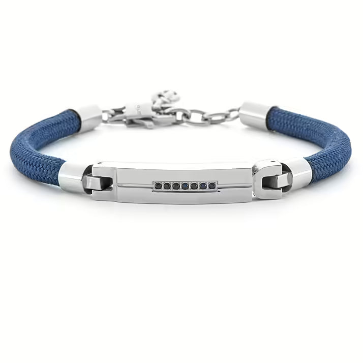 Bracciale Uomo 4US Cesare Paciotti Acciaio Nylon Nero Zirconi Neri 4UBR6194