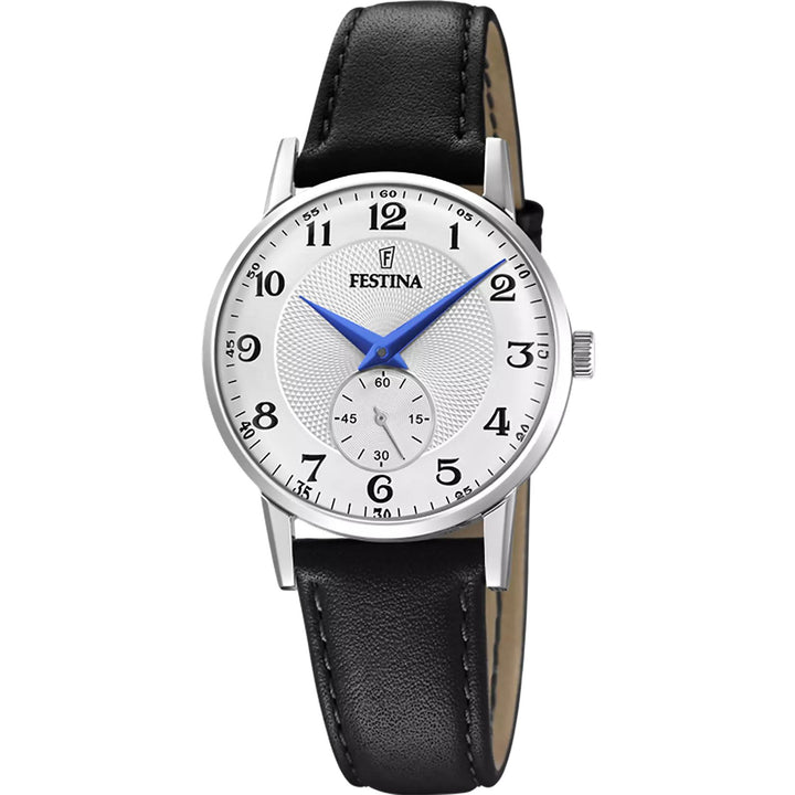 Orologio Donna Festina Acciaio Pelle Nera Piccola Secondi F20570/1