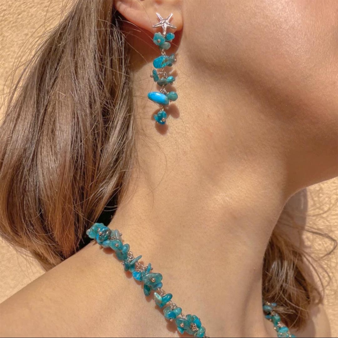Orecchini Donna Maria Cristina Sterling Argento 925 Stella Apatite Blu G4127R