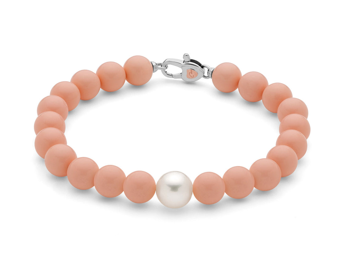 Bracciale Donna Miluna Terra Mare Agglomerato Corallo Rosa E Perla PBR2085V