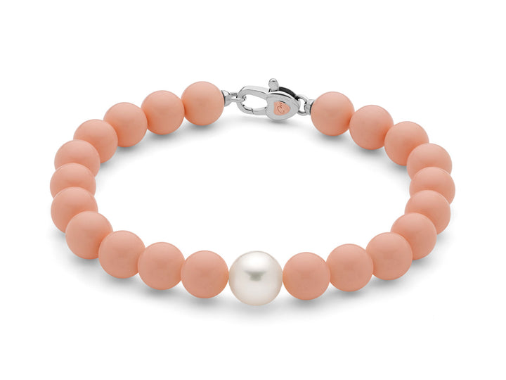 Bracciale Donna Miluna Terra Mare Agglomerato Corallo Rosa E Perla PBR2085V