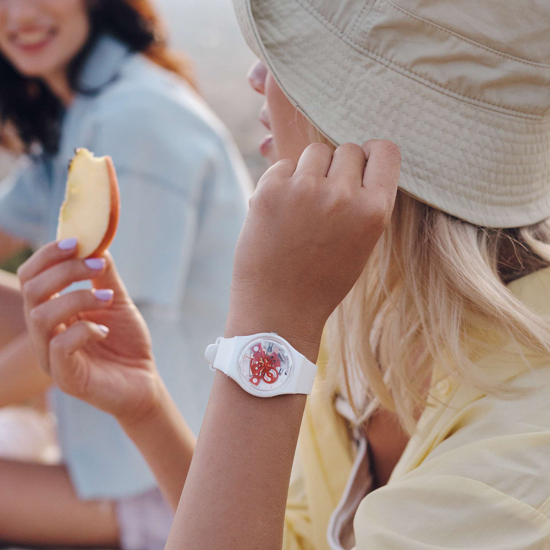 Orologio Uomo Swatch Quarzo Solo Tempo Bioceramic Scheletrato Rosso SO31W104