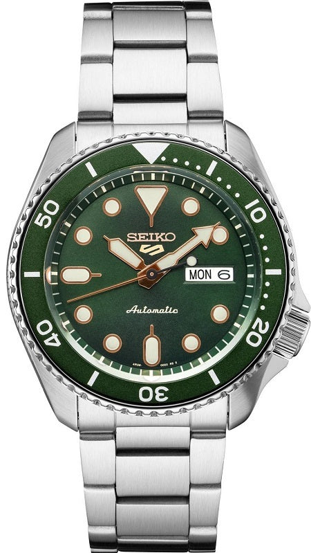 Orologio Uomo Seiko 5 Sport Automatico Doppia Data Acciaio Verde Rosè SRPD63K1