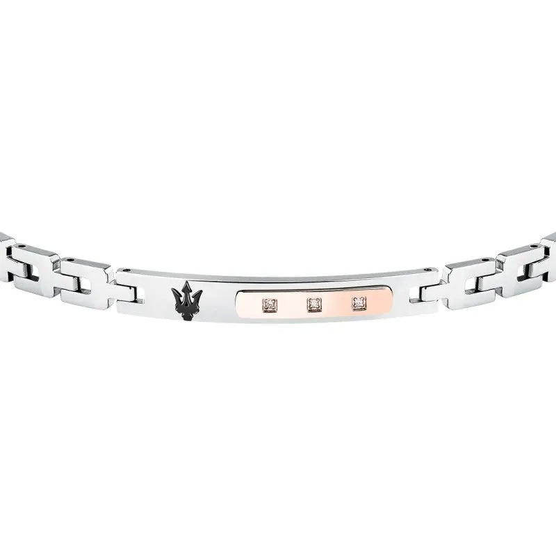 Bracciale Uomo Maserati Acciaio Bicolore Targhetta Centrale Con zirconi JM125ATY23