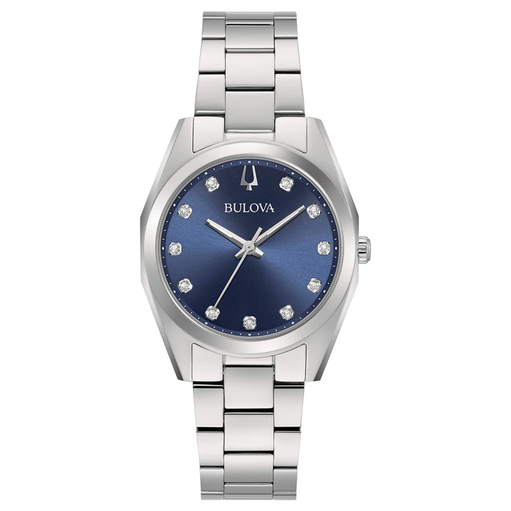 Orologio Donna Bulova Quarzo Solo Tempo Surveyor Acciaio Blu Diamanti 96P229