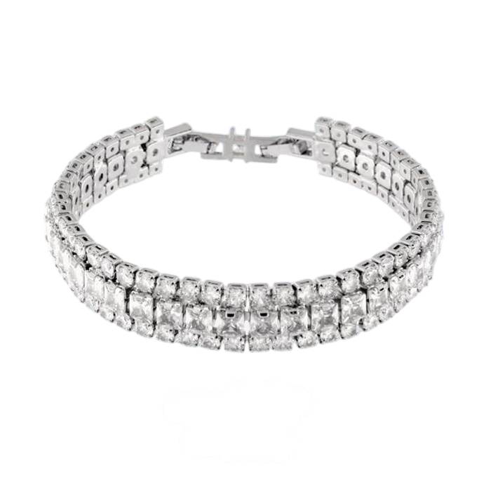 Bracciale Donna Magnolia Tennis Tre Fili Bronzo Zirconi Bianchi BC1025B