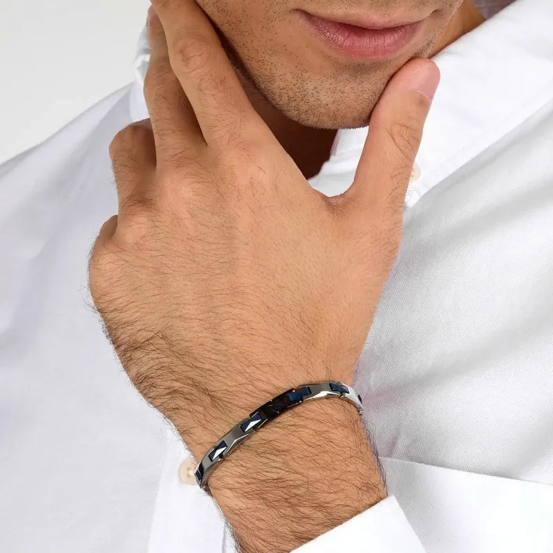 Bracciale Uomo Acciaio Maserati  e Ceramica blu JM424ATZ52