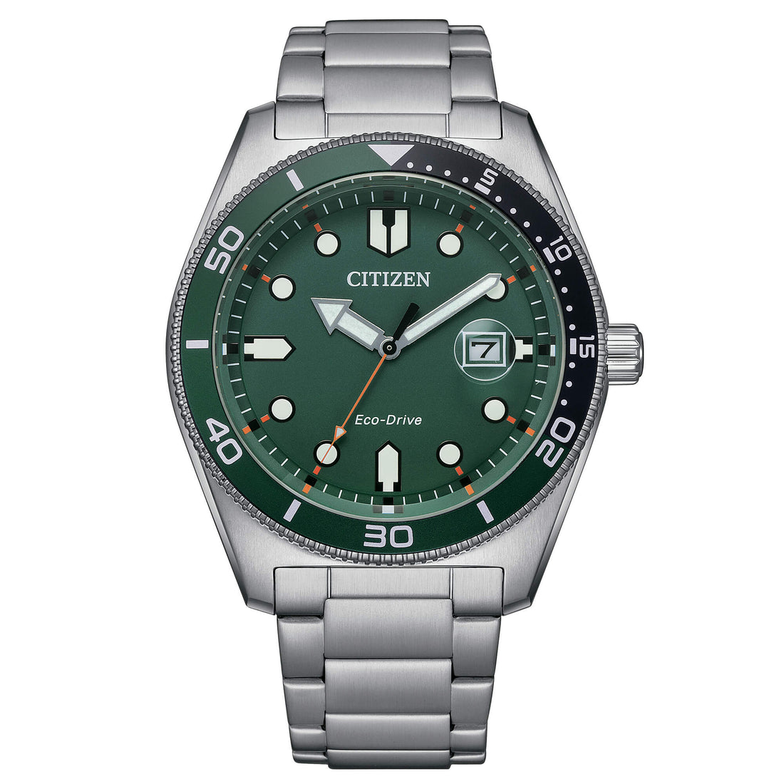 Orologio Uomo Citizen Eco Drive Marine OF Solo Tempo Data Nero Verde AW1768-80X