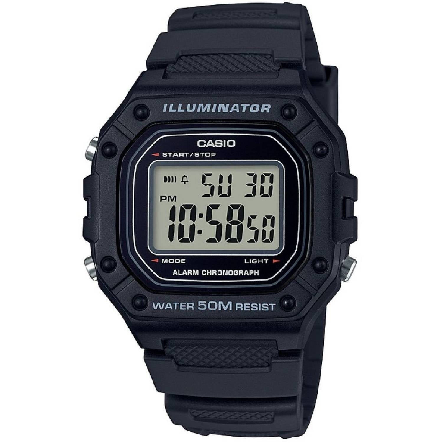 Orologio Uomo Bambino Casio W-218H-1AVEF Digitale Cronografo Timer Sveglia