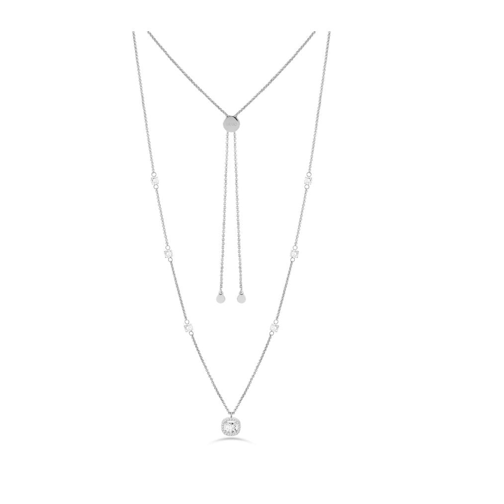 Collana Donna Liu Jo Acciaio Catena Rollò con pietra quadrata  LJ2255
