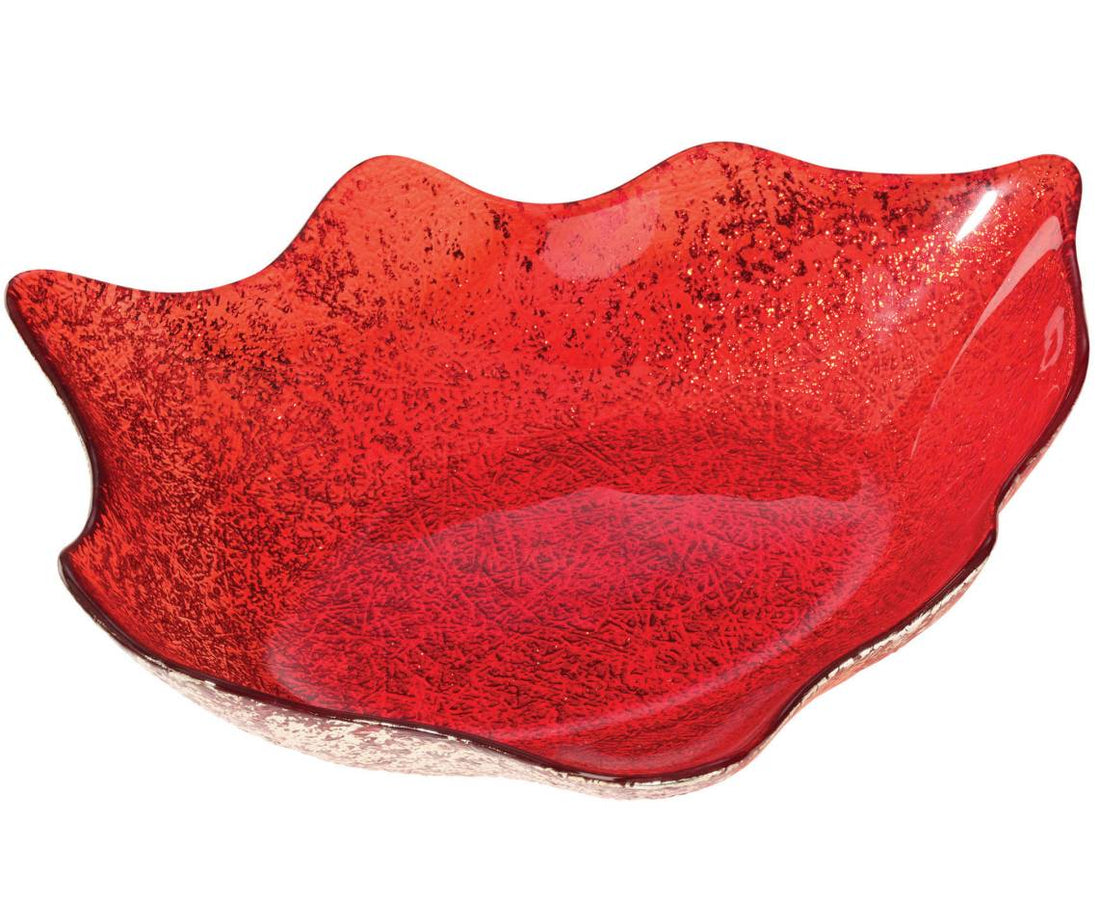 Piatto Centrotavola Vassoio Onlylux Foglia Rosso Argento OL02758
