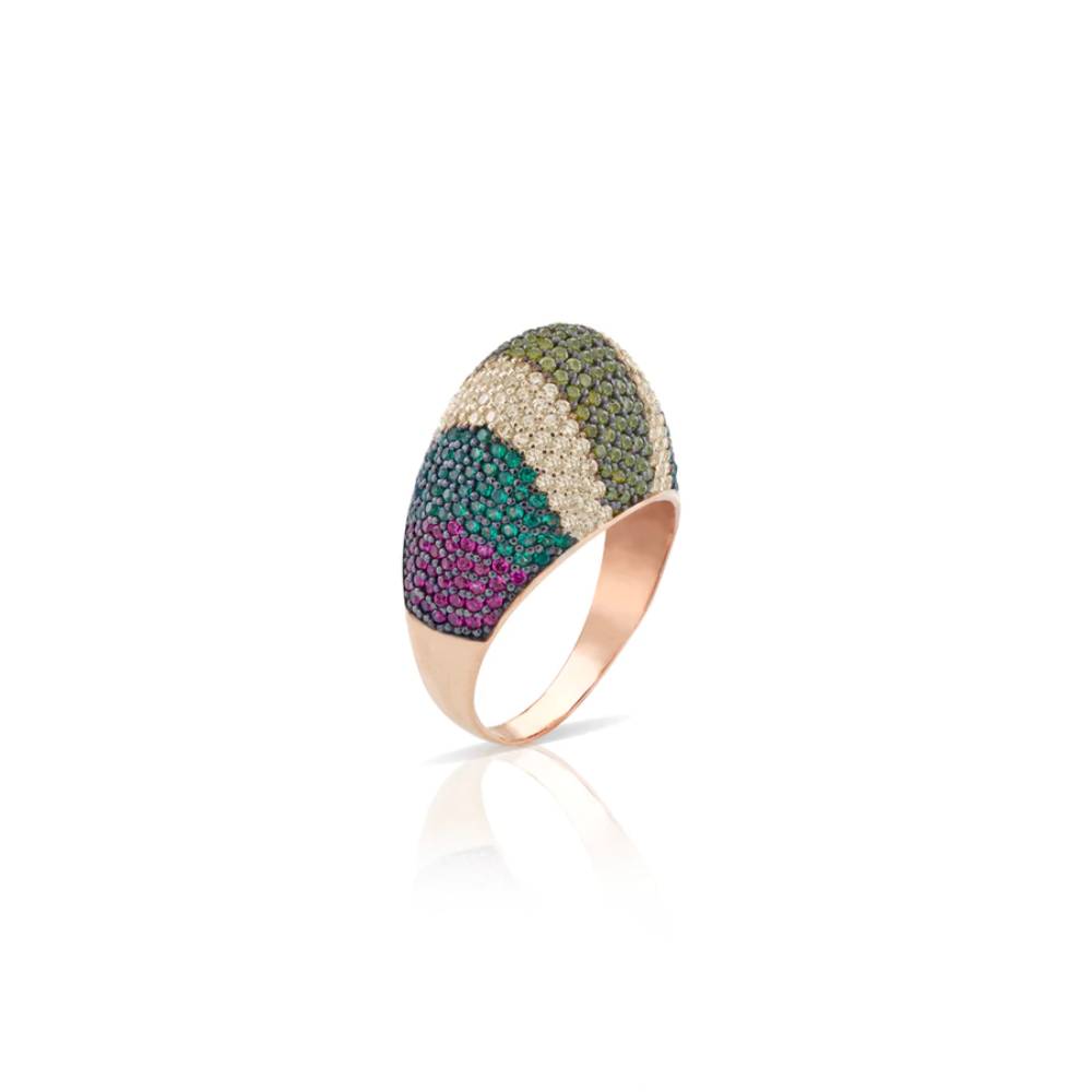 Anello Donna Sogni Argento 925 Micro Pavè Zirconi Colorati Misura 14 AN009RM