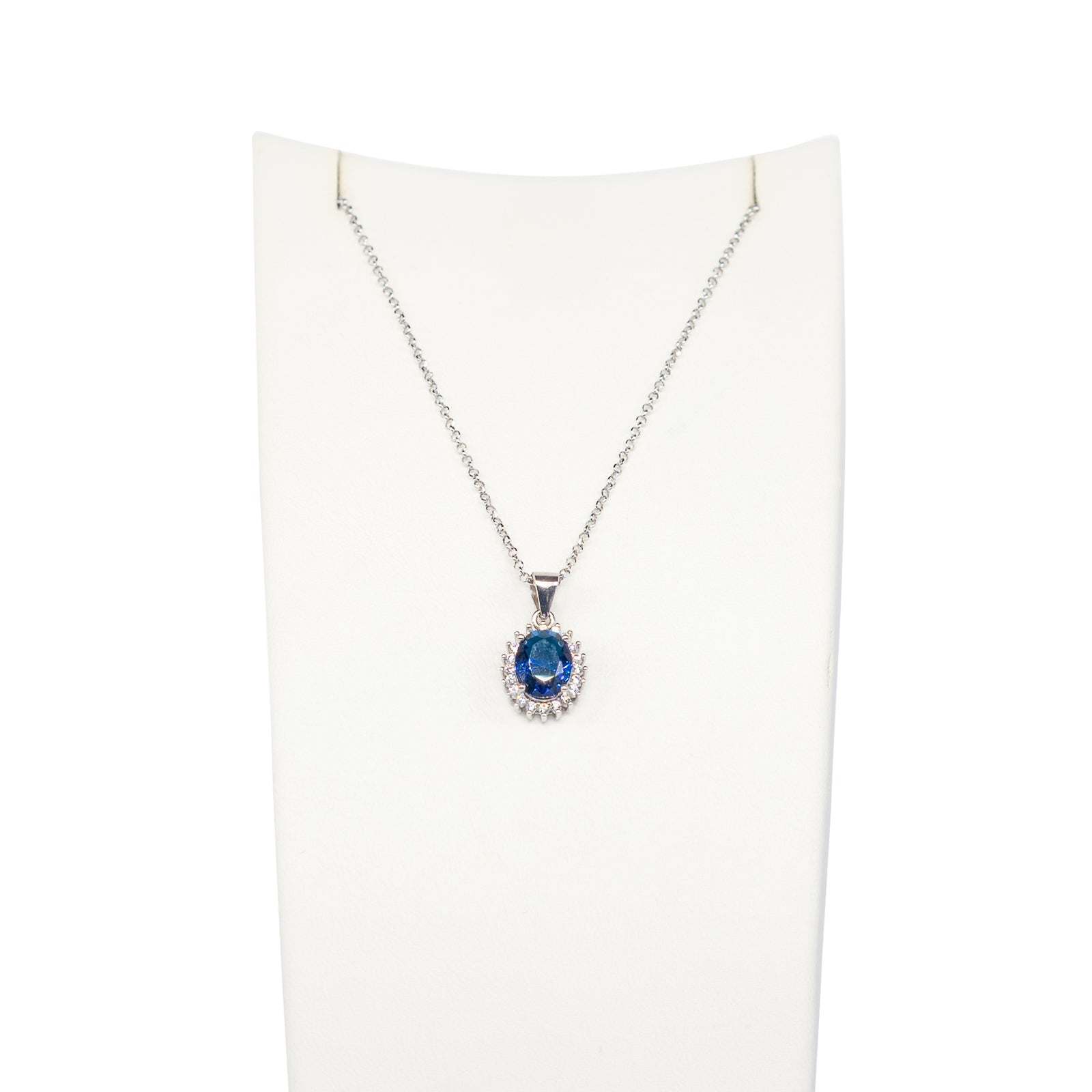Collana Donna Re Mida Argento 925 Con Zirconi Bianchi E Cestino Blu C031