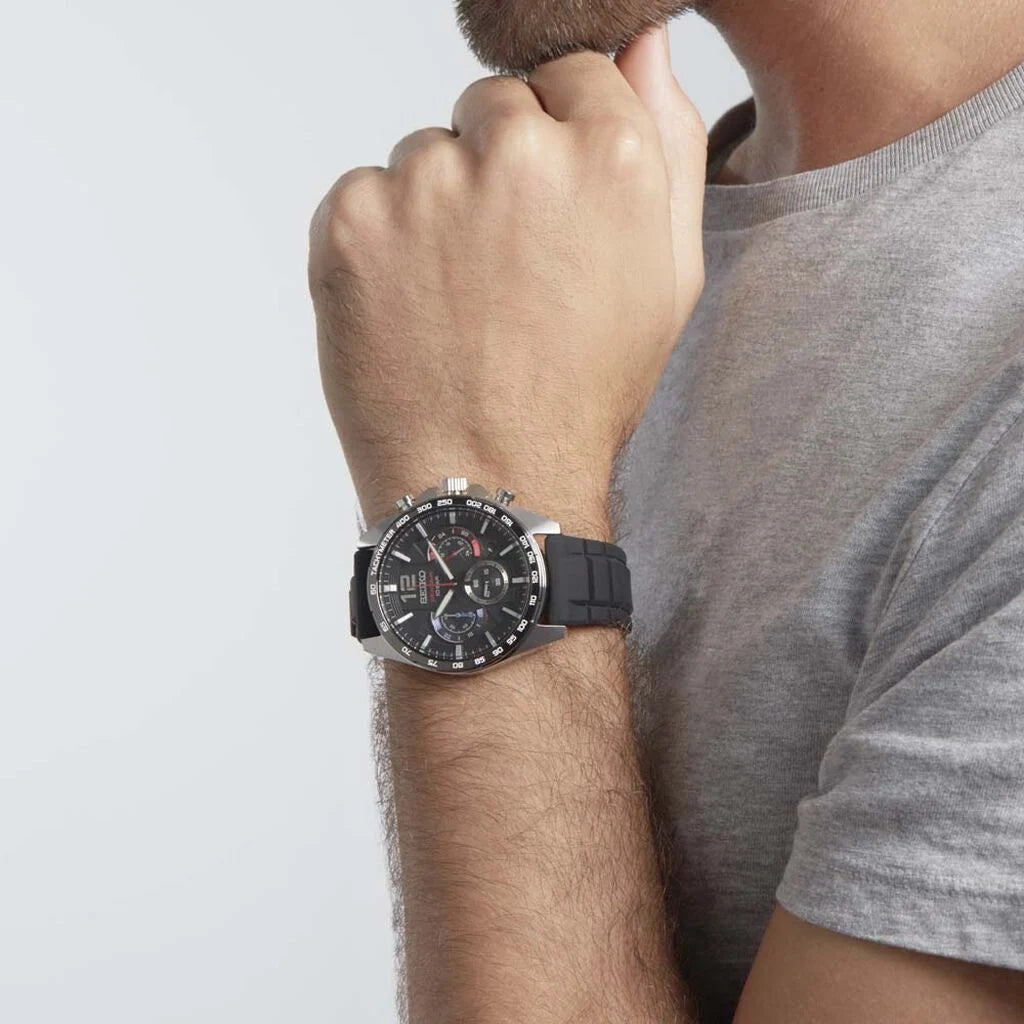 Orologio Uomo Seiko Sport Quarzo Cronografo Data Acciaio Gomma SSB347P1