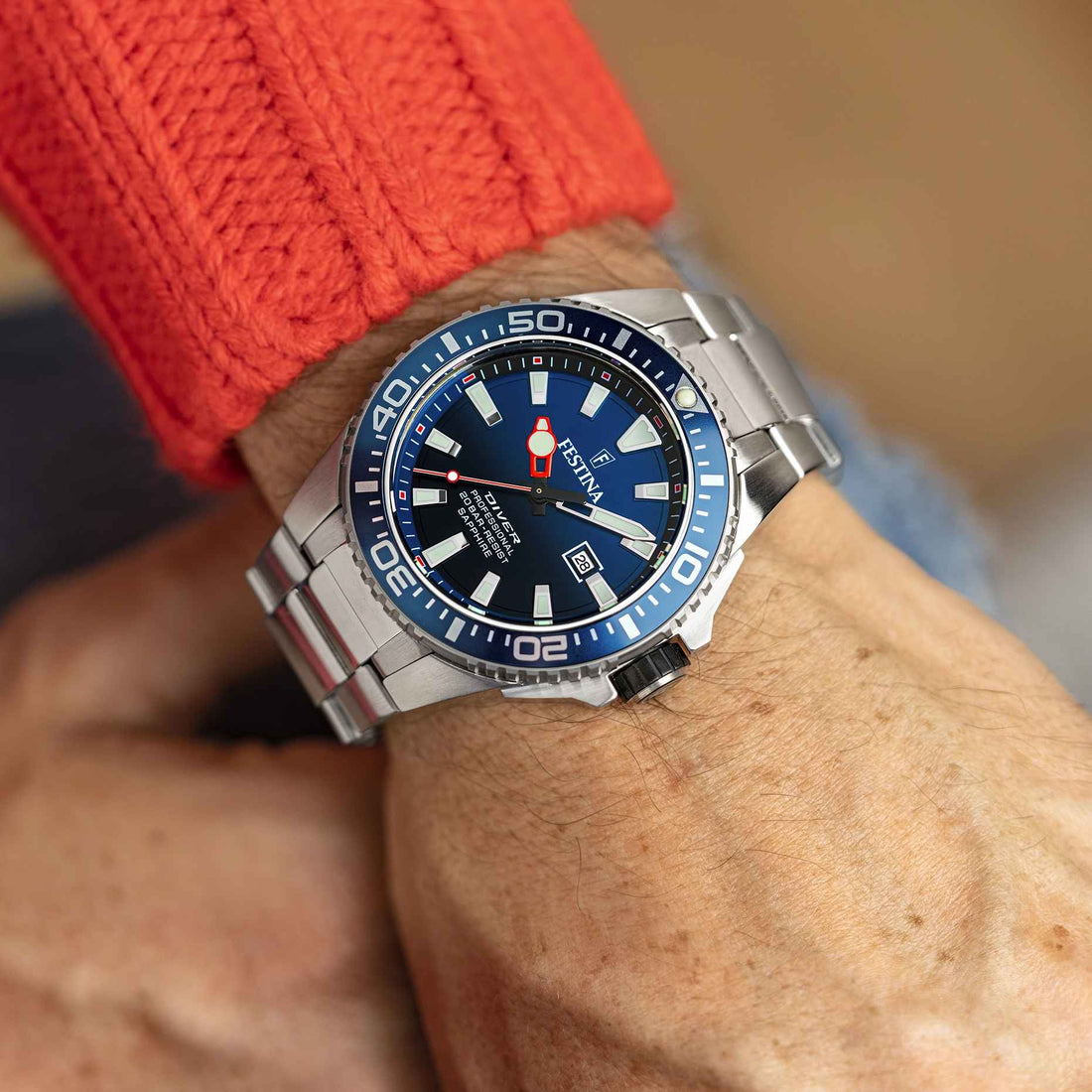 Orologio Uomo Festina Diver Acciaio Solo Tempo Data Blu F20663/1