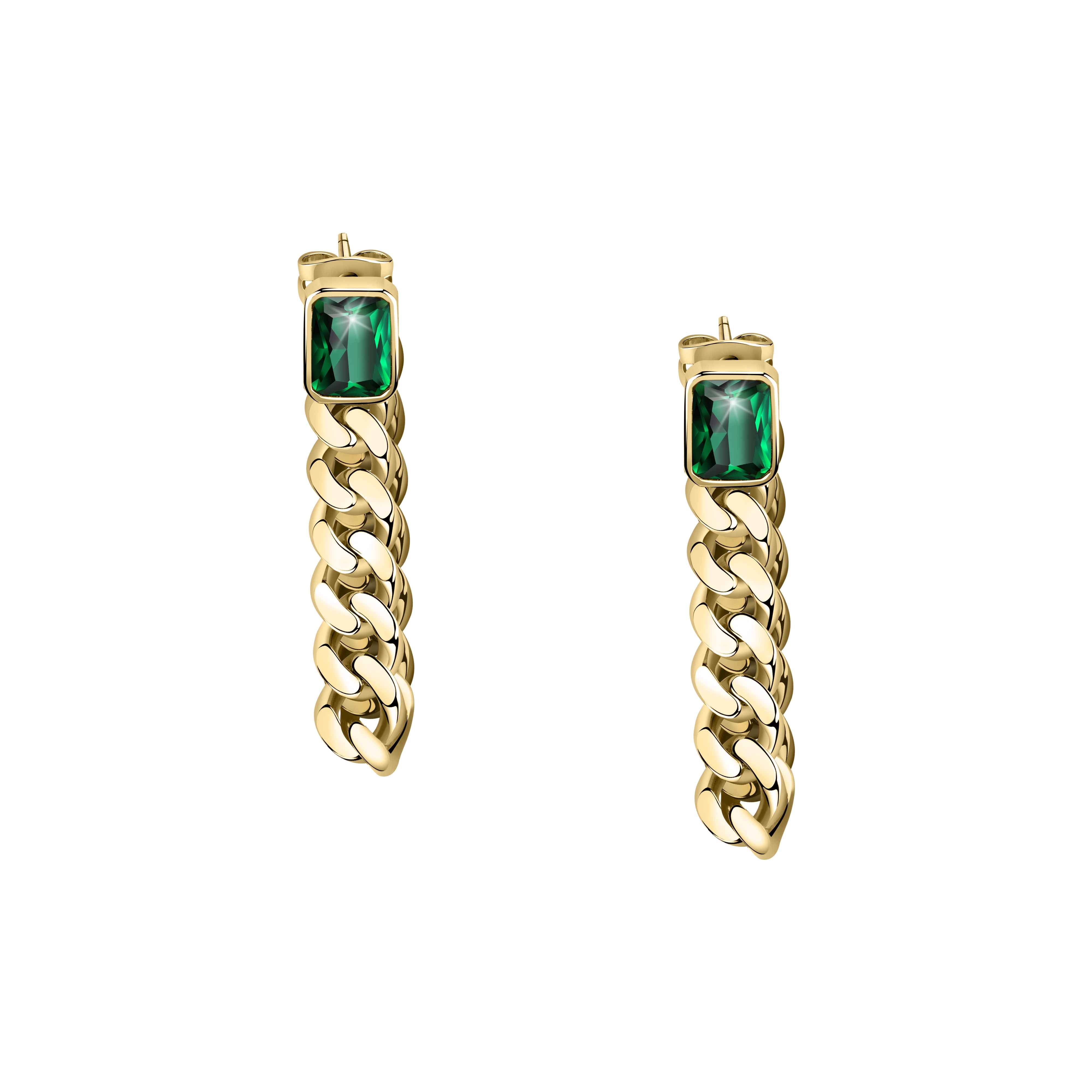 Orecchini Donna Chiara Ferragni Acciaio Dorato Zircone Verde