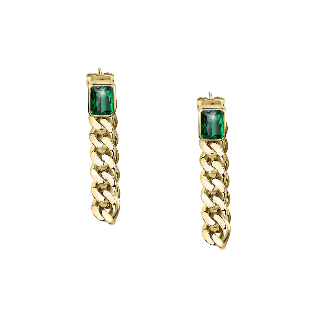 Orecchini Donna Chiara Ferragni Acciaio Dorato Zircone Verde