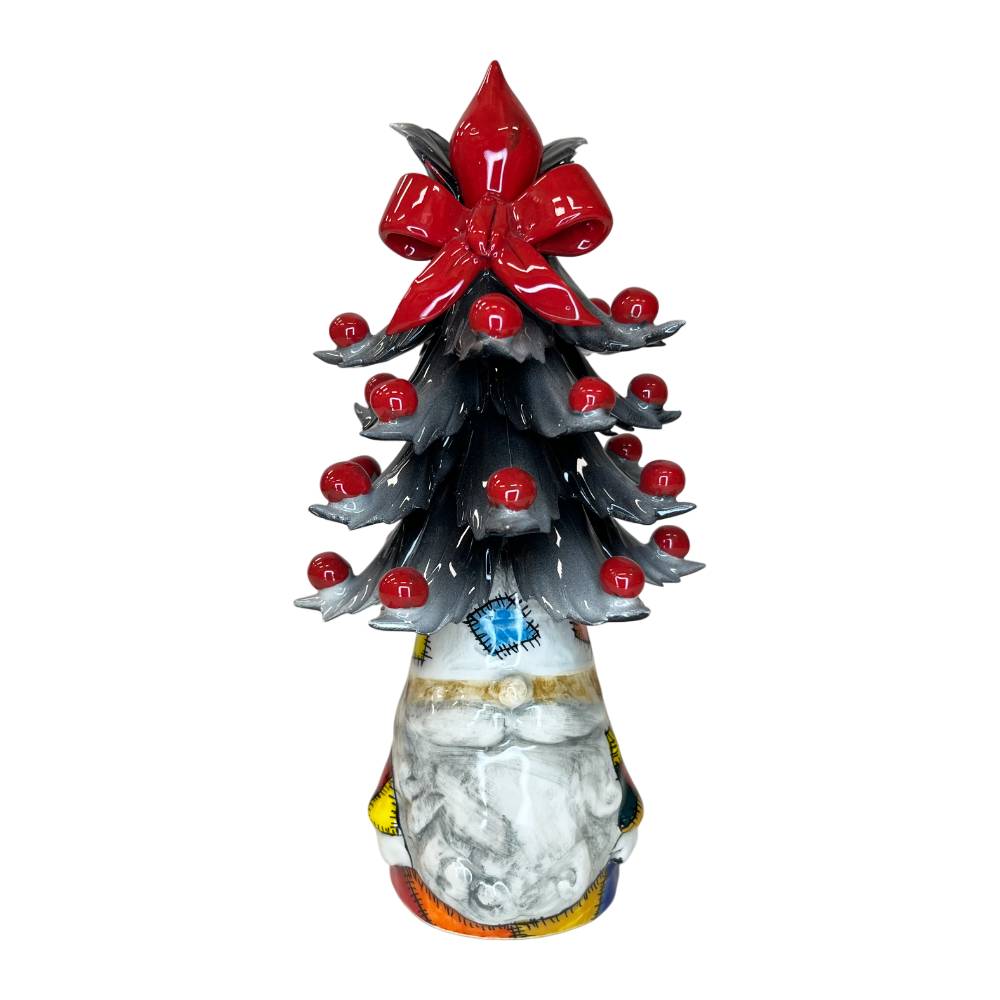 Gnomo Albero di Natale Capodimonte Nero Fiocco 22 cm CAP18