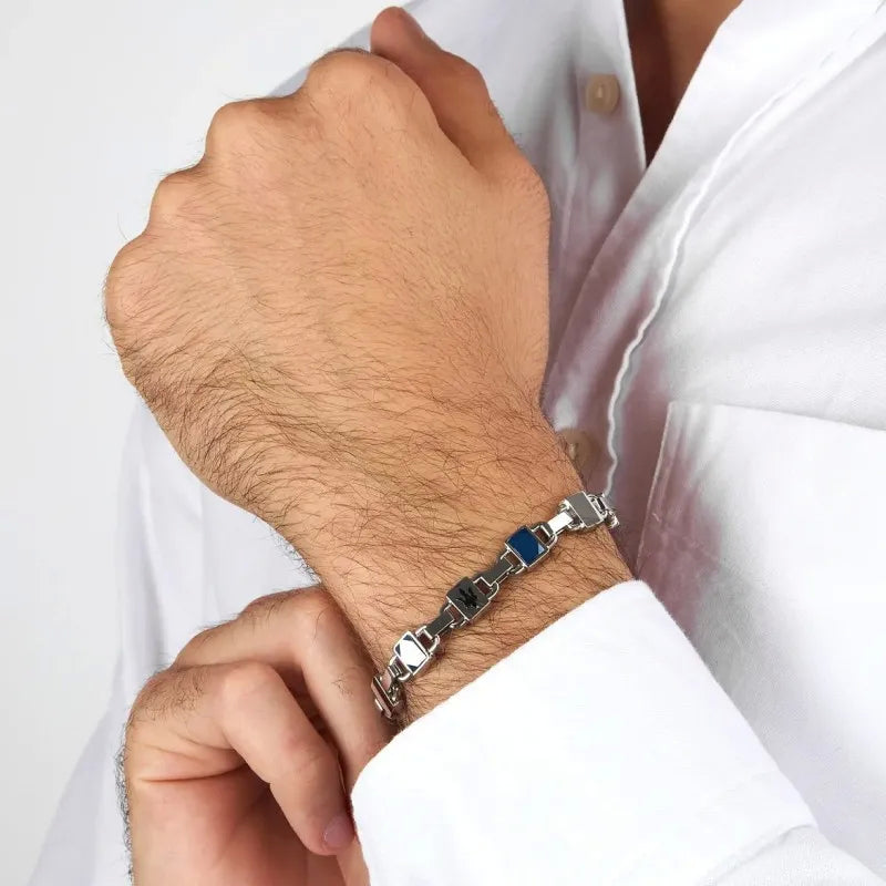 Bracciale Uomo Acciaio Maserati  Con Ceramica Blu JM424ATZ42