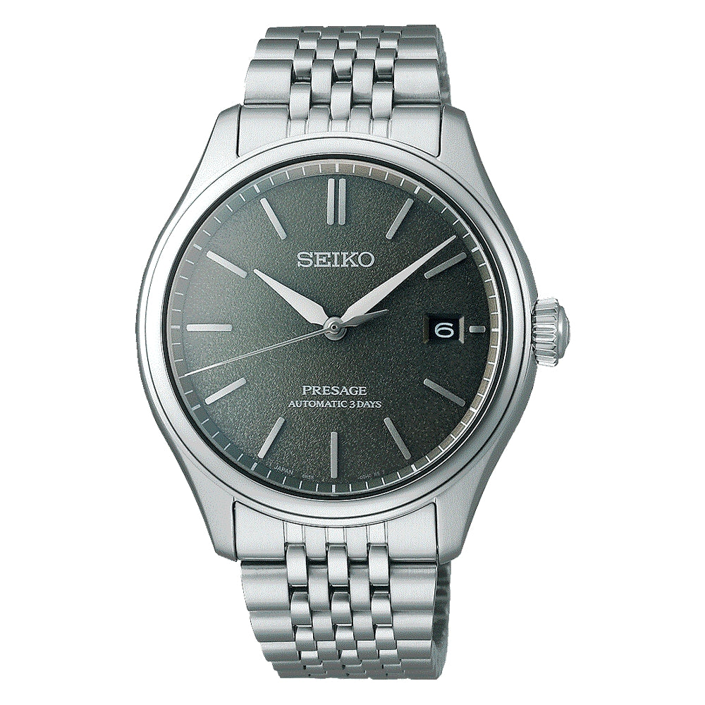 Orologio Uomo Seiko Presage Automatico Verde Seta Acciaio Data SPB465J1