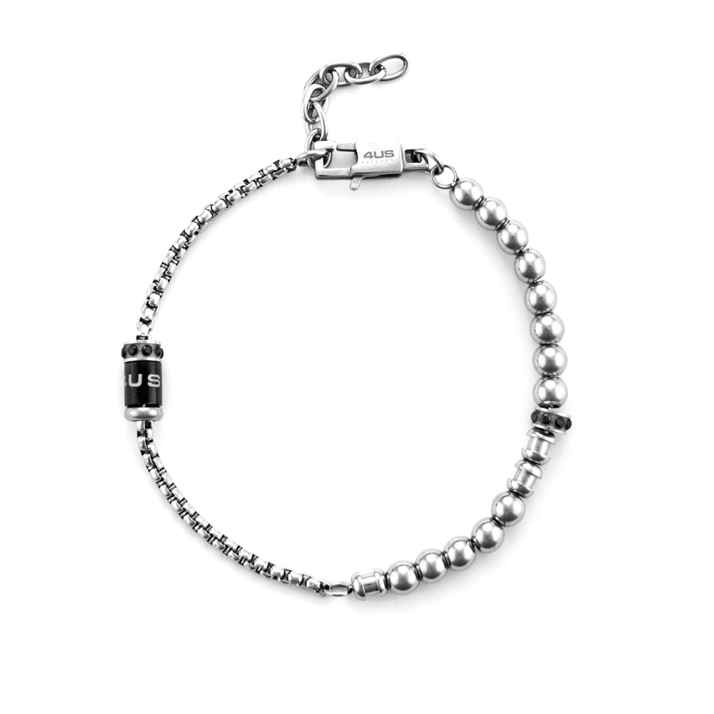 Bracciale Uomo 4US Cesare Paciotti Acciaio Lucido Catena Zirconi Neri 4UBR5972