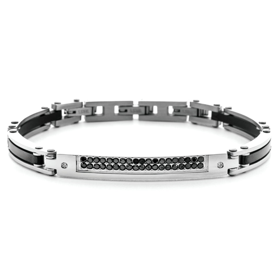 Bracciale 4US Cesare Paciotti Uomo Acciaio Semirigido Ceramica Nera 4UBR7568