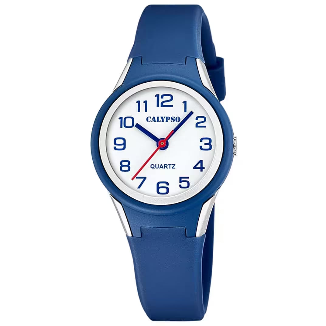 Orologio Bambino Calypso Gomma Quarzo Solo Tempo Numeri Blu Rosso 100 M K5834/3