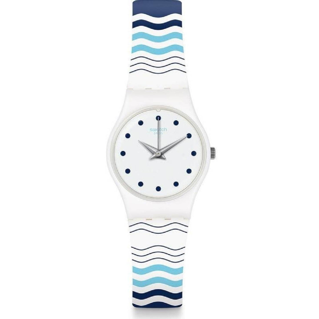 Orologio Donna Bambina Gomma Resina Swatch Quarzo Solo Tempo Bianco Blu LW157