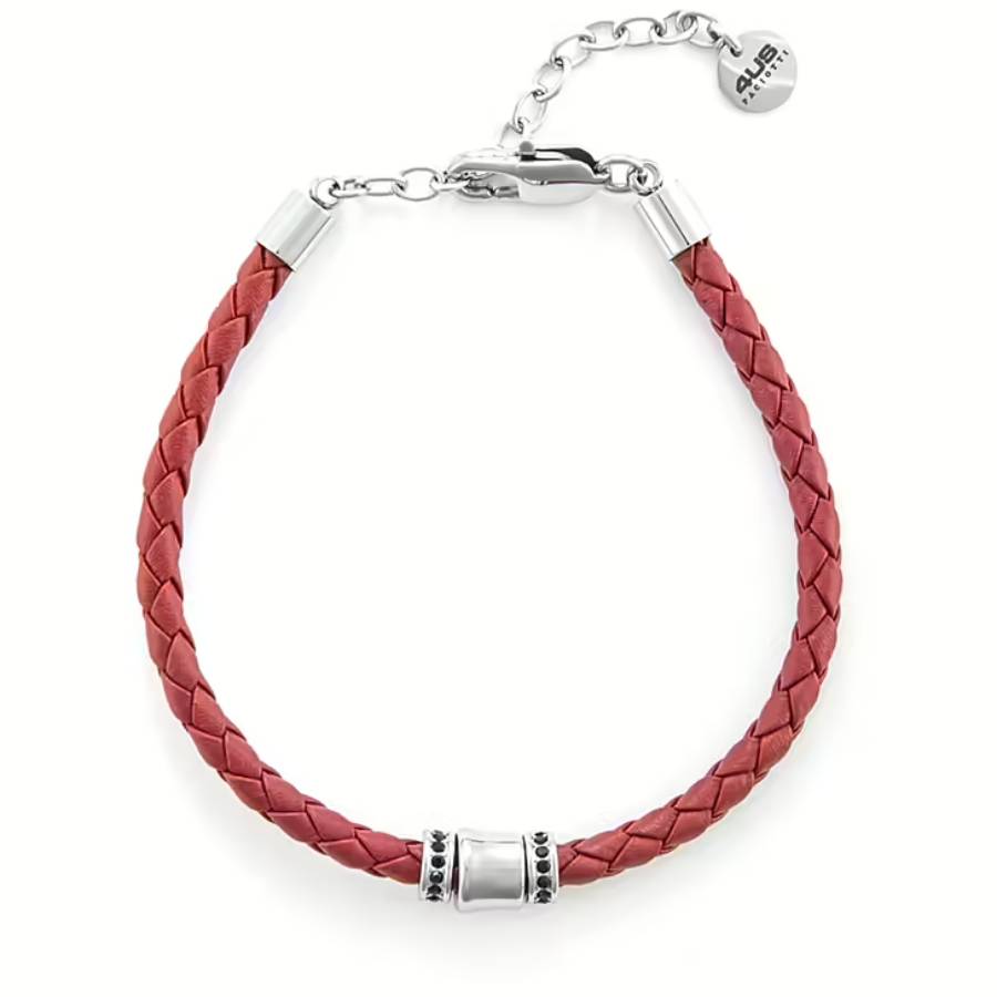 Bracciale Uomo 4US Cesare Paciotti Acciaio Cuoio bortdeaux Intrecciato Semirigido 4UBR6407