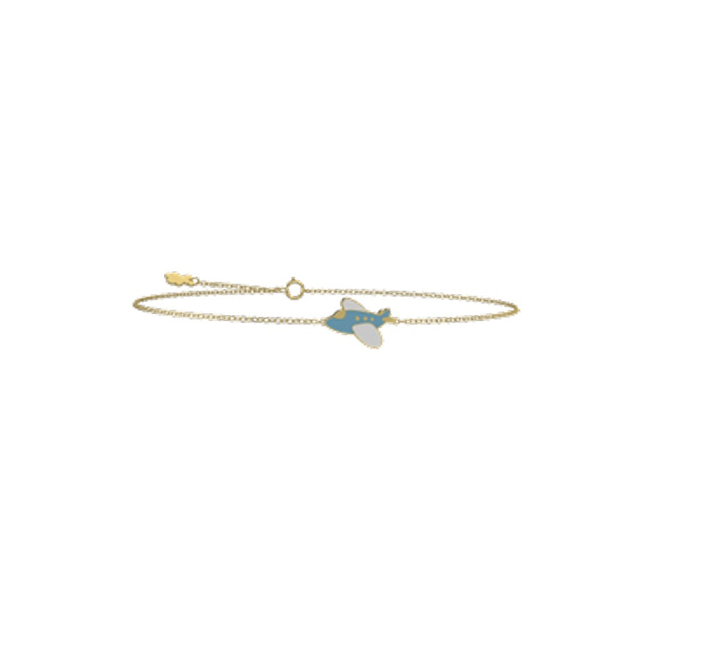 Bracciale Bambino Nanan Oro 9 KT con Aereoplano celeste NGLD0085