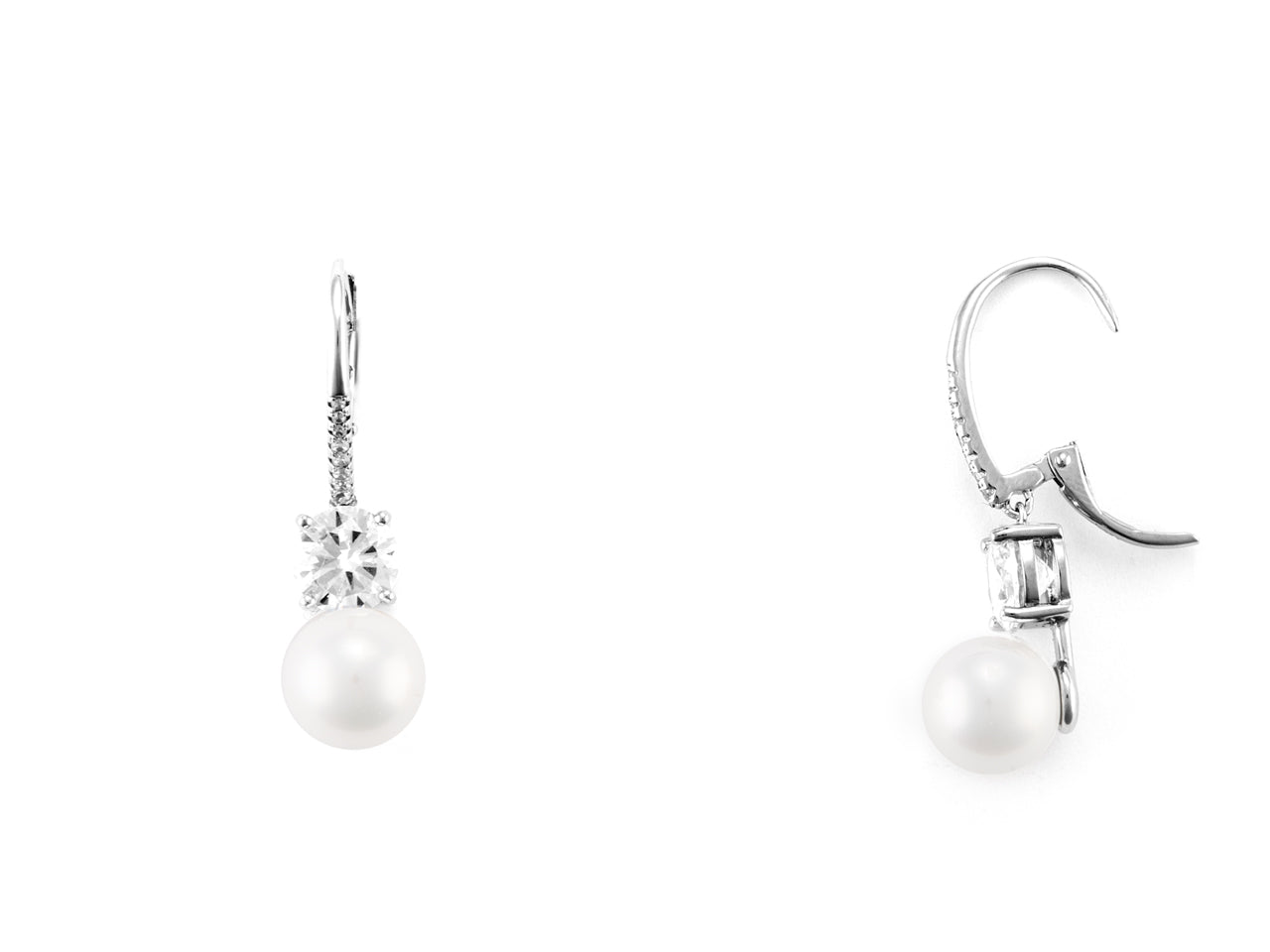 Orecchini monachella Donna Argento 925 4US Cesare Paciotti perla  e zirconi 4UOR6112W