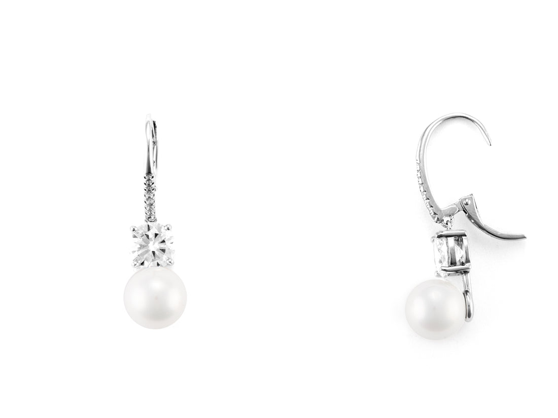 Orecchini monachella Donna Argento 925 4US Cesare Paciotti perla  e zirconi 4UOR6112W