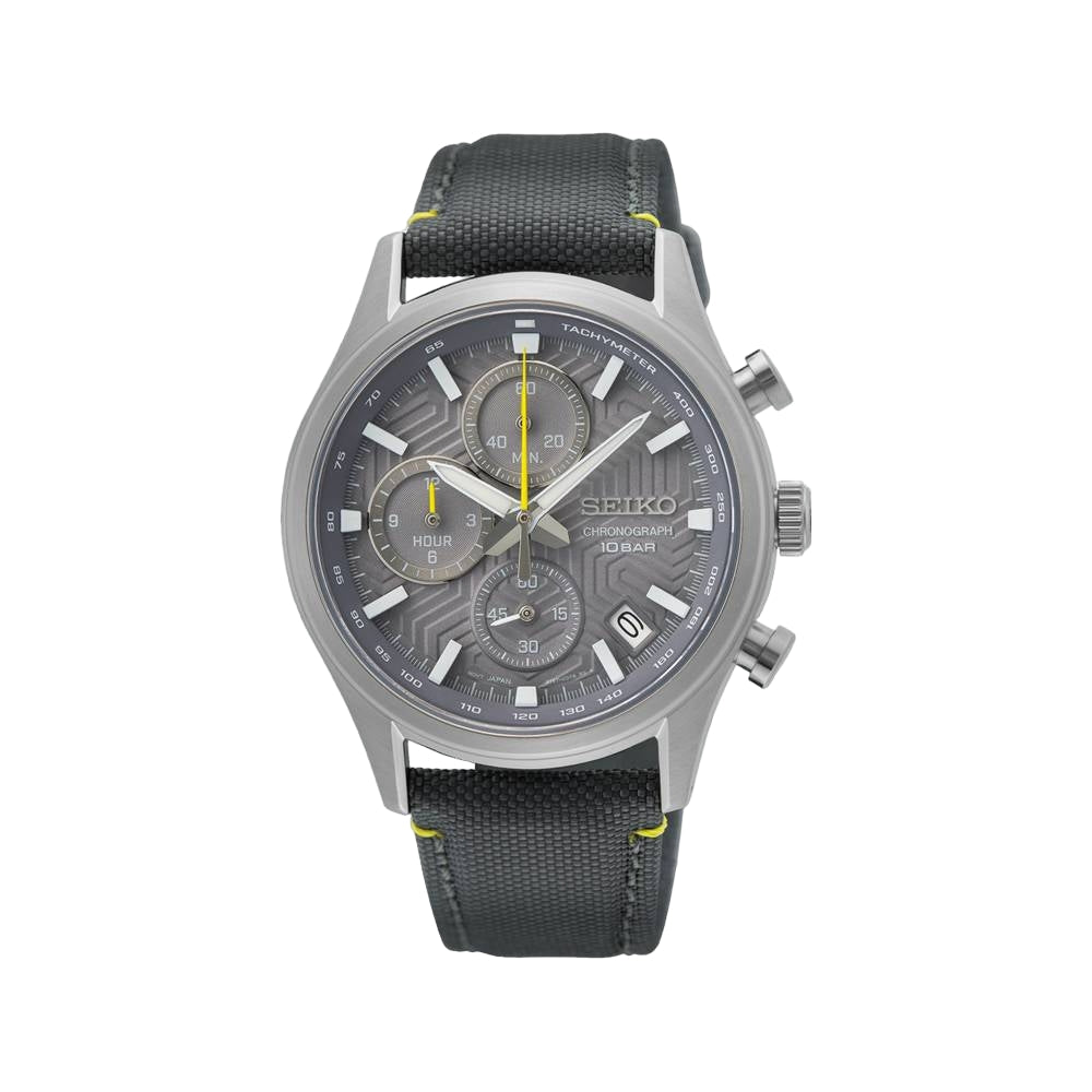 Orologio Uomo Seiko Sport Acciaio Cordura Quarzo Cronografo Grigio Data SSB423P1