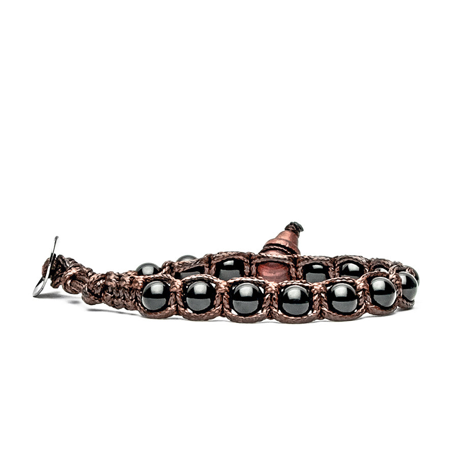 Bracciale Donna Tamashii 6 mm Pietra Onice Nero Biglie Porta Fortuna BHS601-1