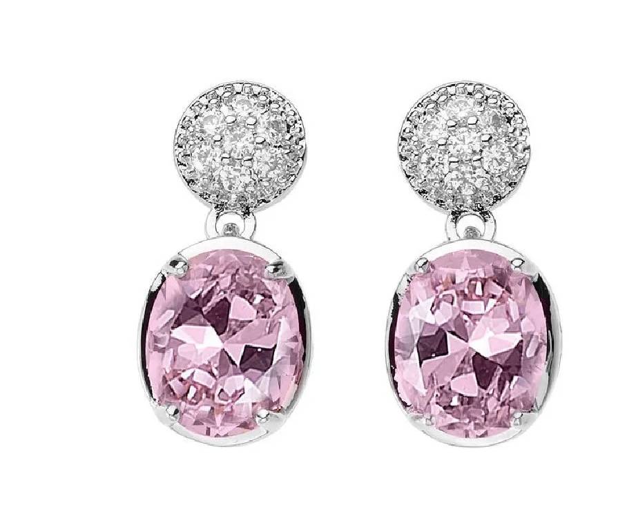Orecchini Donna Ottaviani Bronzo Argentato Zircone Rosa 500694O