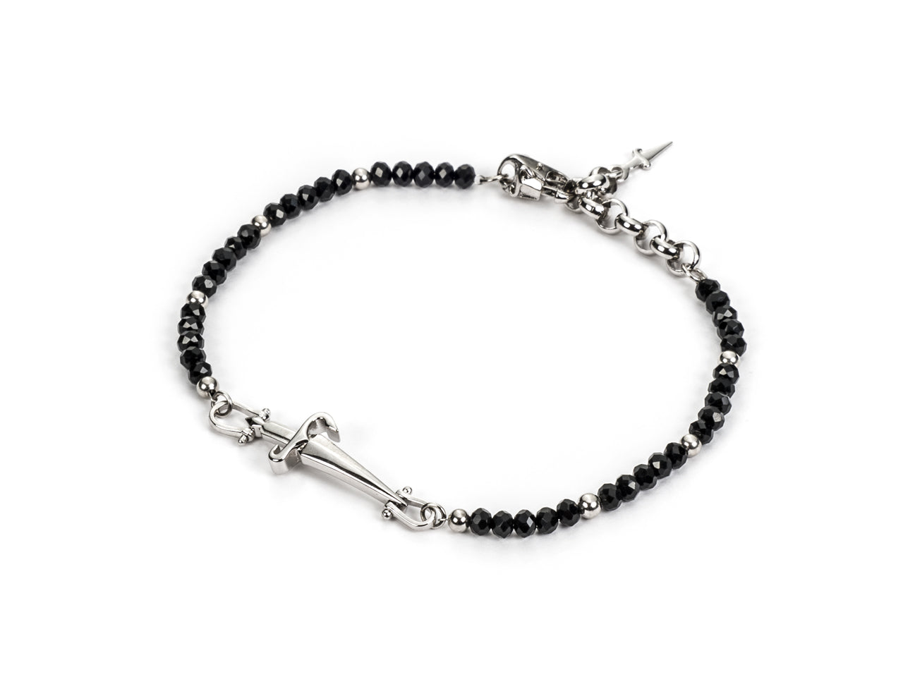 Bracciale Uomo Cesare Paciotti Spadino Argento 925 Sfaccettato Nero JPBR2388B