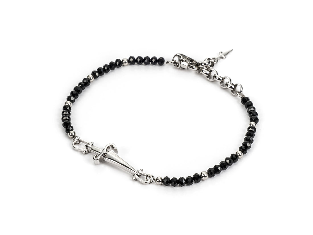 Bracciale Uomo Cesare Paciotti Spadino Argento 925 Sfaccettato Nero JPBR2388B