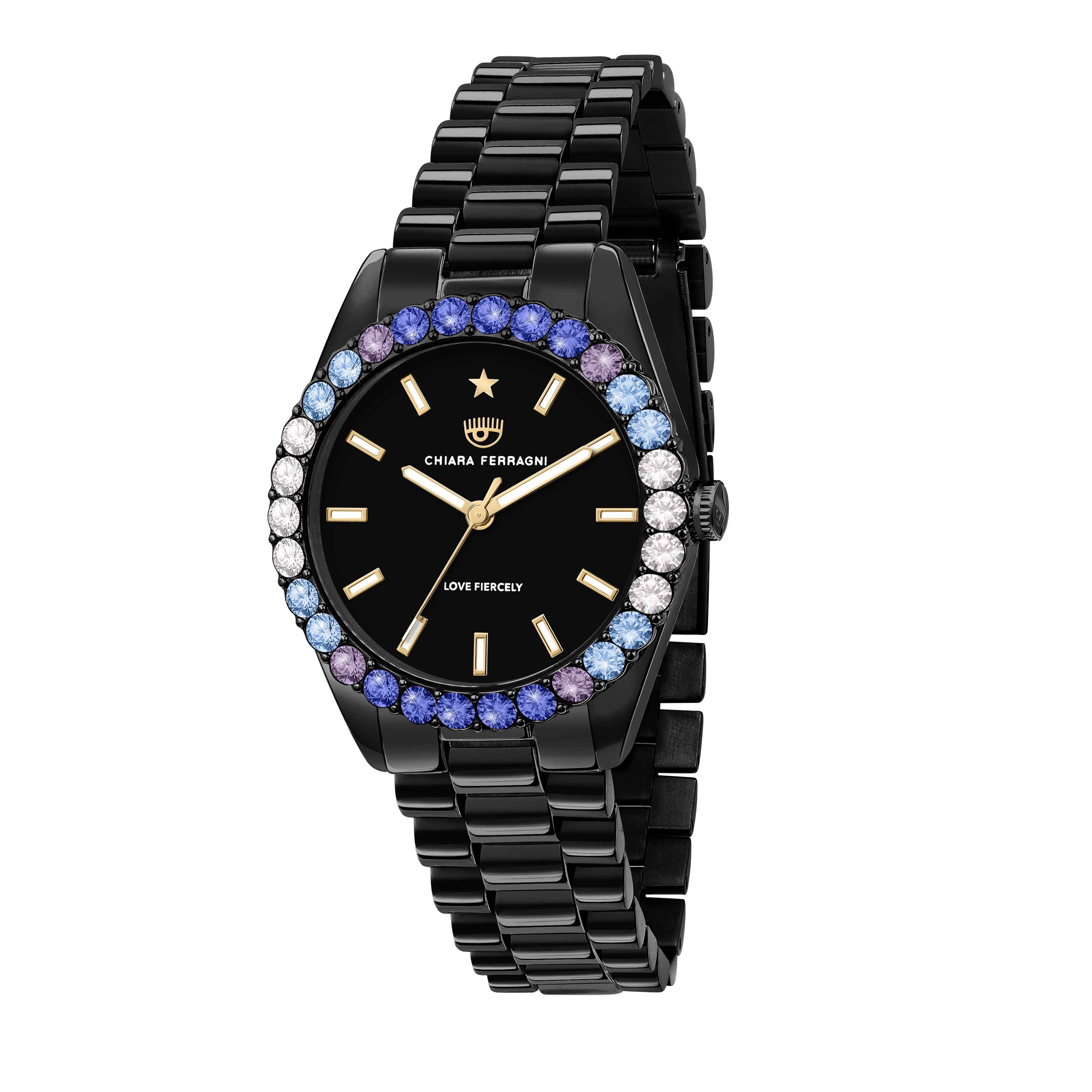 Orologio Donna Chiara Ferragni Quarzo Solo Tempo Acciaio Nero Zirconi Colorati