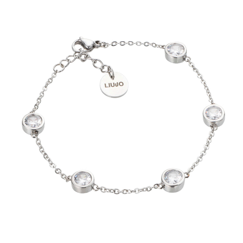Bracciale Donna Liu Jo Acciaio Catena Rollò Lucida Zirconi Bianchi LJ2131
