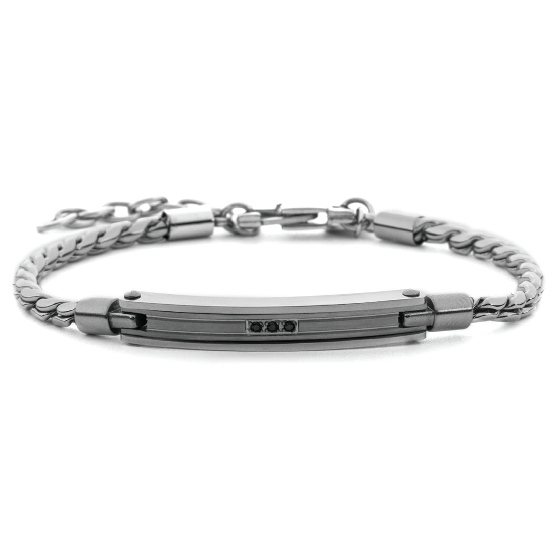 Bracciale 4US Cesare Paciotti Uomo Acciaio Zirconi Neri 4UBR7554