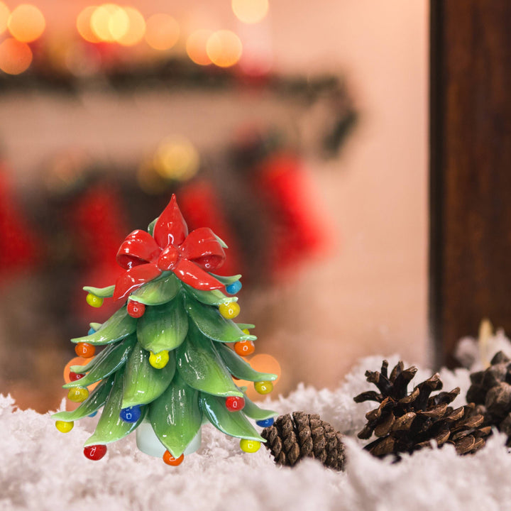 Albero di Natale Capodimonte Palline Colorate Fiocco 20cm CAP54