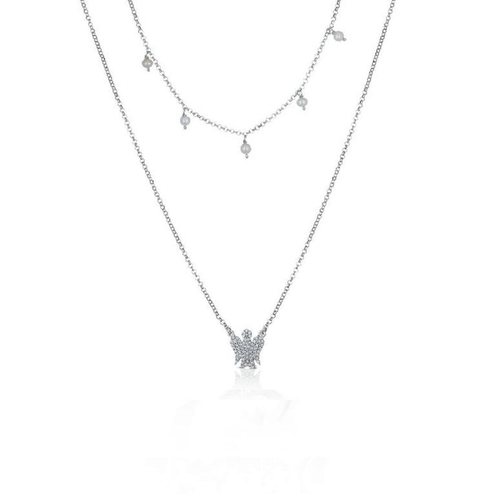 Collana Donna Argento 925 Roberto Giannotti Doppio Filo Angelo Perle Zirconi