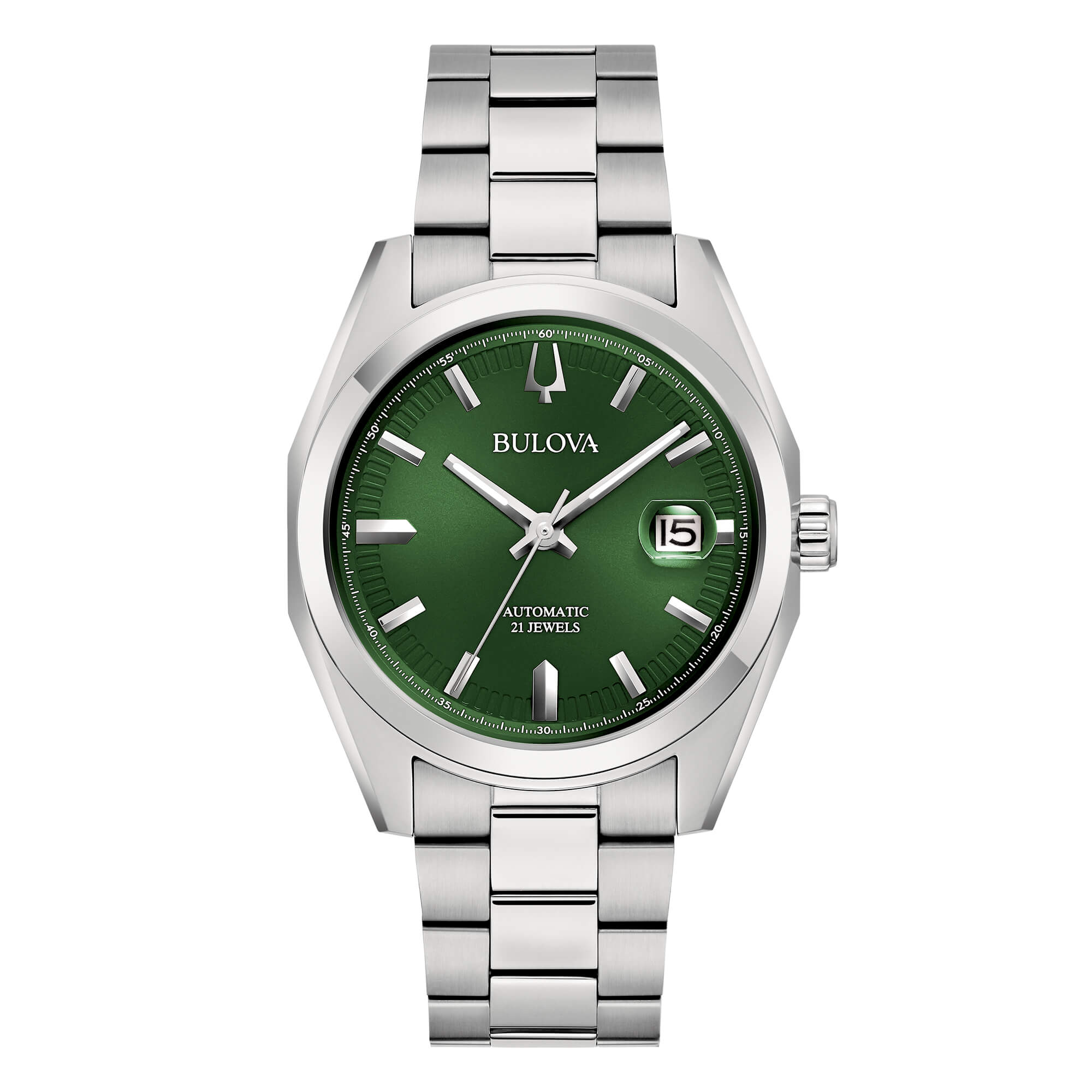 Orologio Uomo Bulova Surveyor Automatico Verde Lucido Acciaio 96B429